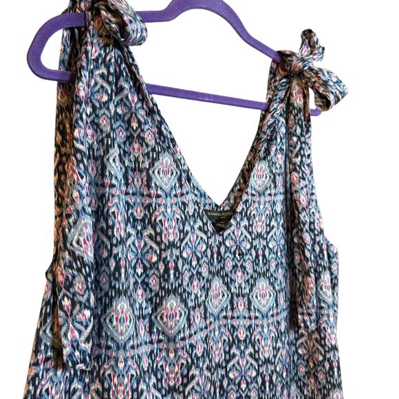 NWOT Banana Republic tie-shoulder drop-waist blue & pink print maxi dress XL - Picture 5 of 7